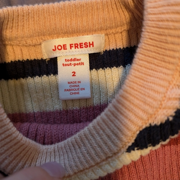 Joe Fresh pink striped sweater size 2T EUC - Picture 2 of 2